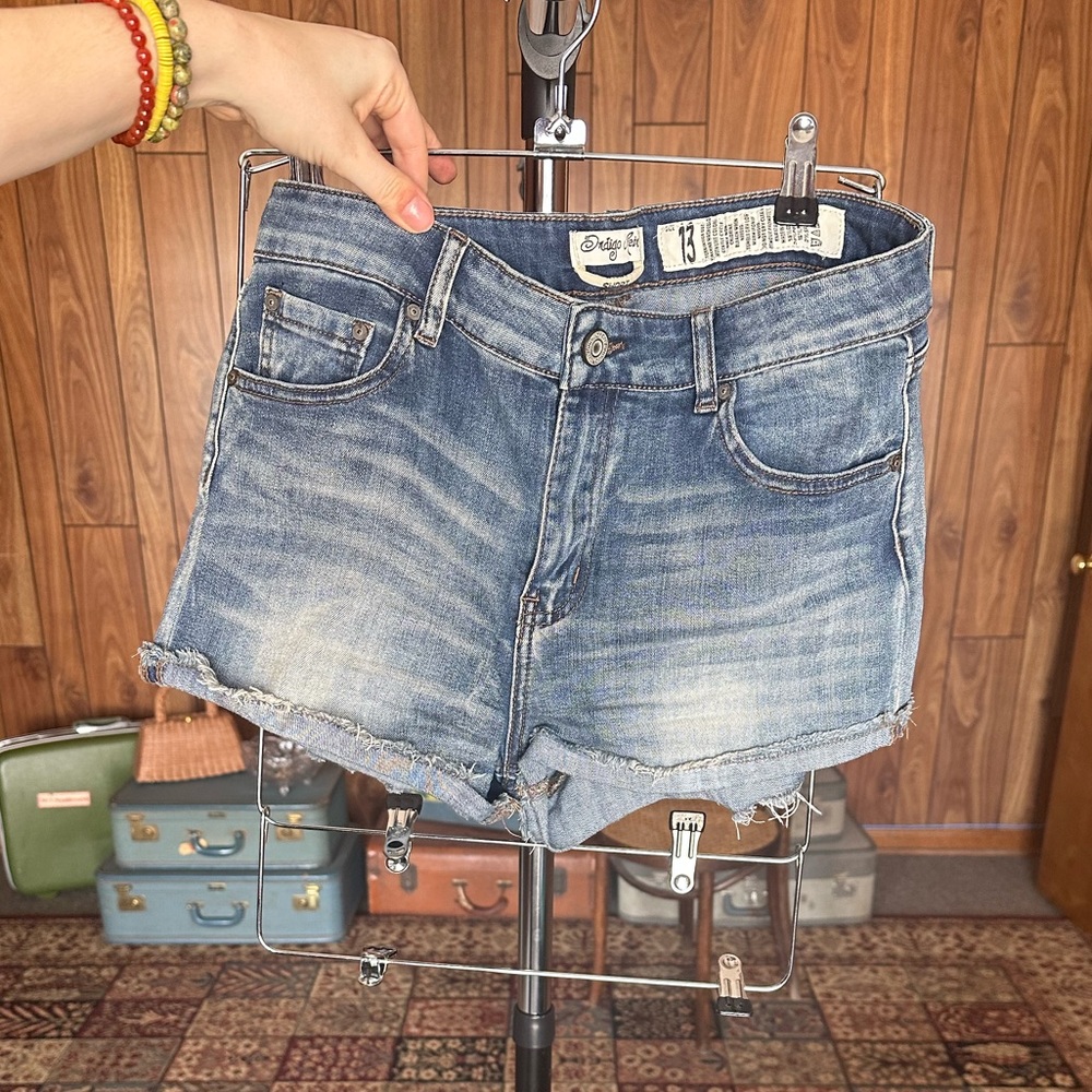 Indigo Rein Short Denim Shorts - Size 13, Distressed Hemline, Great Condition